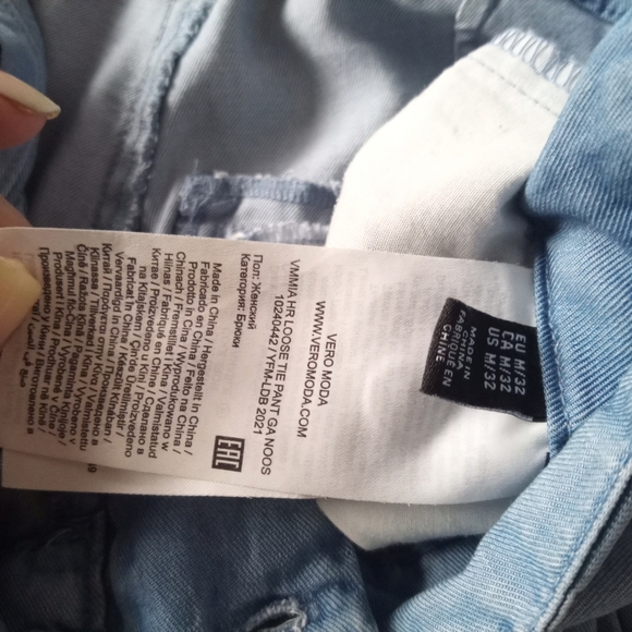 Vero Moda Sky Blue Loose Tie Casual Pants - Picture 3 of 6